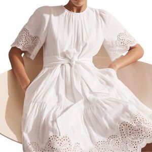 ME+EM Cheesecloth Broderie Short Swing Dress + Belt